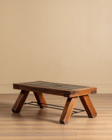 Brutalist Wood & Slate Coffee Table, Belgium, 1960's - Lone Fox