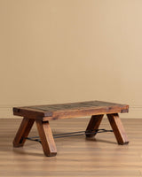Brutalist Wood & Slate Coffee Table, Belgium, 1960's - Lone Fox