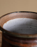 Brutalust Studio Pottery Striped Canister with Lid, Signed, 1970s - Lone Fox