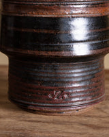 Brutalust Studio Pottery Striped Canister with Lid, Signed, 1970s - Lone Fox