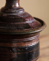 Brutalust Studio Pottery Striped Canister with Lid, Signed, 1970s - Lone Fox