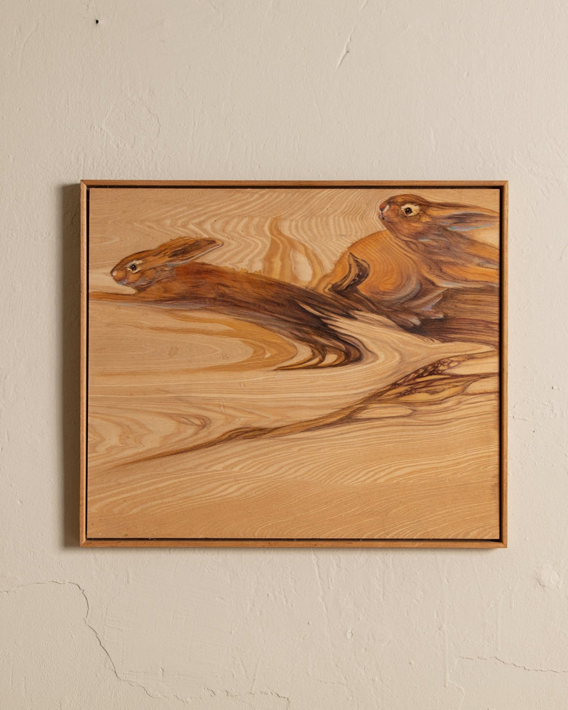 Bunnies painted on Wood by Louise Forbes, 1970's - Lone Fox