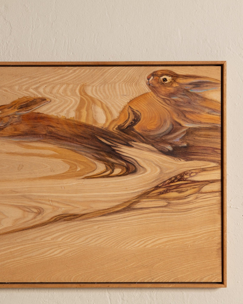 Bunnies painted on Wood by Louise Forbes, 1970's - Lone Fox