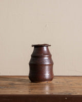 Burgundy Hand Formed Pinched Studio Vase - Lone Fox