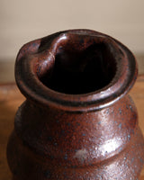 Burgundy Hand Formed Pinched Studio Vase - Lone Fox