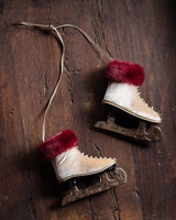 Burgundy Ice Skates Ornament - Lone Fox
