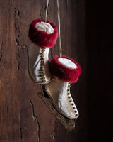 Burgundy Ice Skates Ornament - Lone Fox