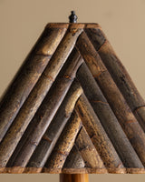 Burl Wood Table Lamp w/ Bamboo Shade, 1970's - Lone Fox