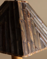 Burl Wood Table Lamp w/ Bamboo Shade, 1970's - Lone Fox