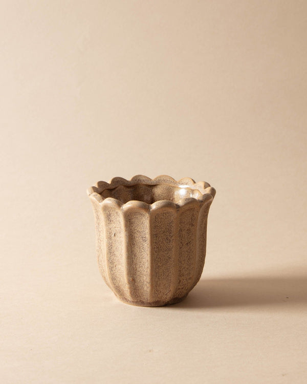 Butterscotch Stoneware Flower Shaped Planter - Lone Fox