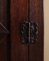 California Spanish Oak Armoire w/ Diamond Carvings, 1940's - Lone Fox