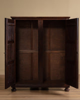 California Spanish Oak Armoire w/ Diamond Carvings, 1940's - Lone Fox
