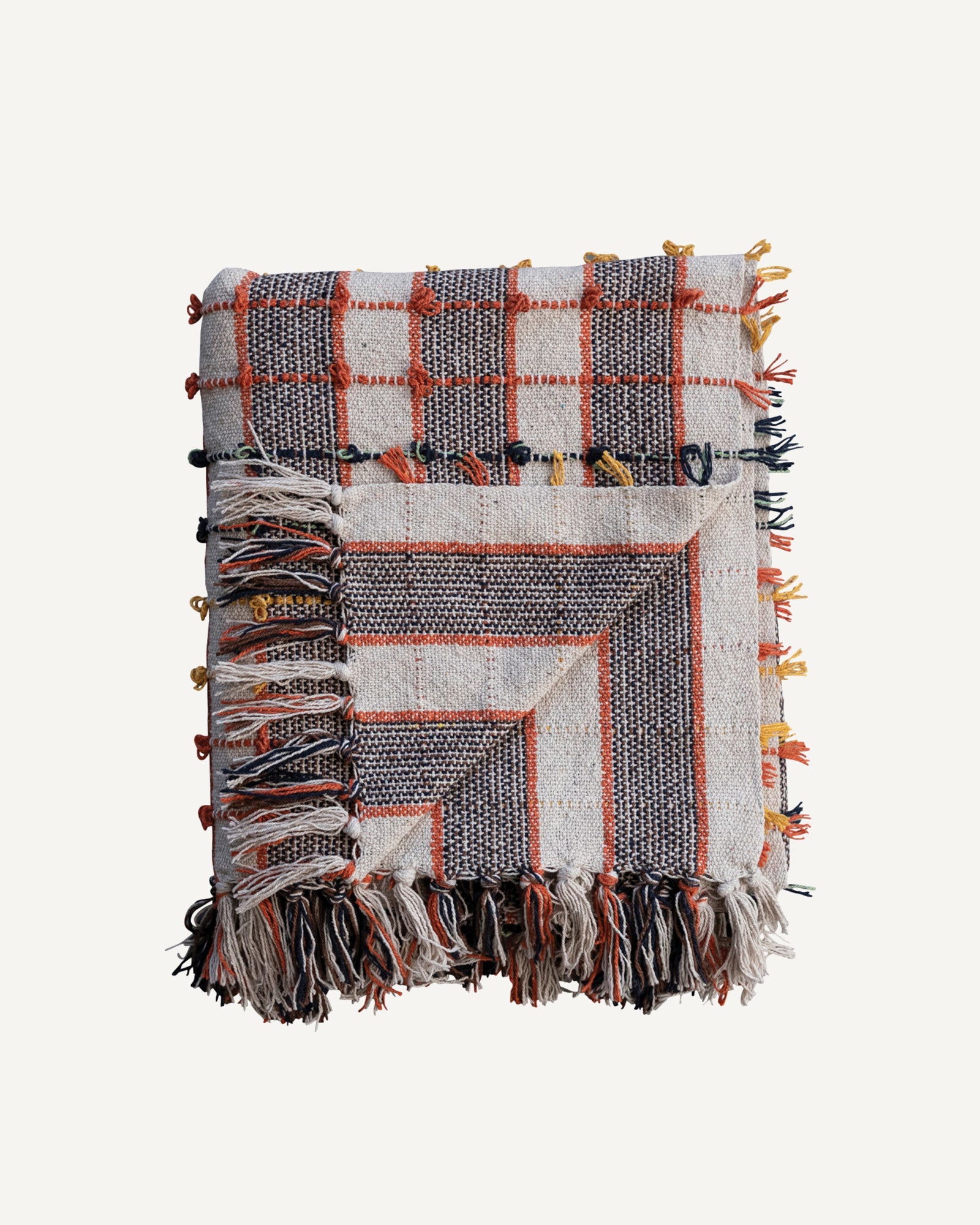 Candycorn Knotted Plaid Throw - Lone Fox