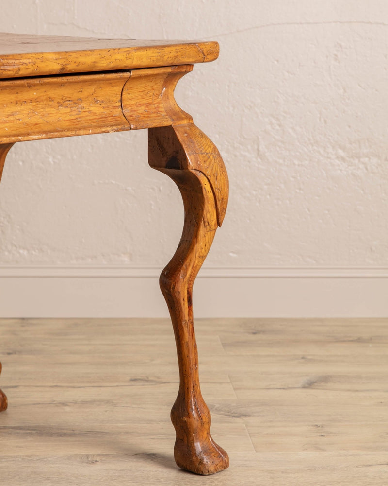 Carved Horse Leg Pine Desk w/ Drawers - Lone Fox