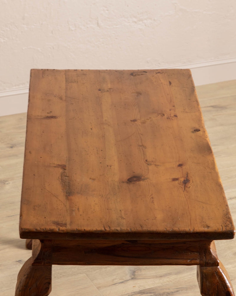 Carved Horse Leg Pine Desk w/ Drawers - Lone Fox