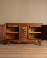 Carved Oak Sideboard w/ Crosshatch Motif, France, 1940's - Lone Fox