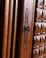 Carved Oak Sideboard w/ Crosshatch Motif, France, 1940's - Lone Fox