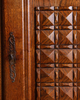 Carved Oak Sideboard w/ Crosshatch Motif, France, 1940's - Lone Fox