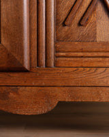 Carved Oak Sideboard w/ Crosshatch Motif, France, 1940's - Lone Fox