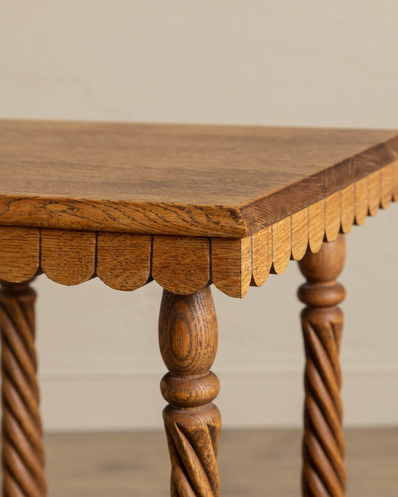 Carved Oak Twist Leg Eastlake Side Table - Lone Fox
