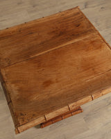 Carved Wood Bamboo Pedestal Table - Lone Fox