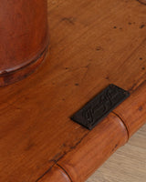 Carved Wood Bamboo Pedestal Table - Lone Fox