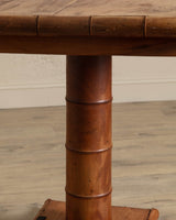 Carved Wood Bamboo Pedestal Table - Lone Fox