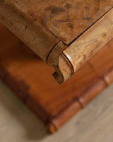 Carved Wood Bamboo Pedestal Table - Lone Fox