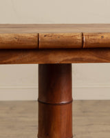 Carved Wood Bamboo Pedestal Table - Lone Fox