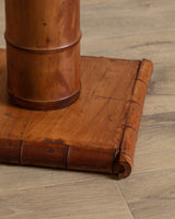 Carved Wood Bamboo Pedestal Table - Lone Fox
