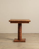 Carved Wood Bamboo Pedestal Table - Lone Fox