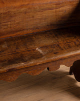 Carved Wood Scroll-Arm Bench, Belgium, Late 19th Century - Lone Fox