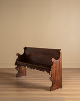 Carved Wood Scroll-Arm Bench, Belgium, Late 19th Century - Lone Fox