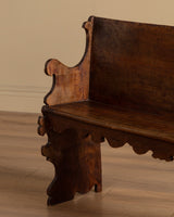 Carved Wood Scroll-Arm Bench, Belgium, Late 19th Century - Lone Fox