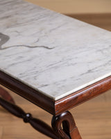 Carved Wood Swan Marble Top Console Table, France, Early 20th Century - Lone Fox