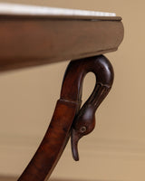 Carved Wood Swan Marble Top Console Table, France, Early 20th Century - Lone Fox