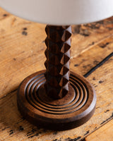 Carved Wood Table Lamp by Charles Dudouyt, France, 1940's - Lone Fox
