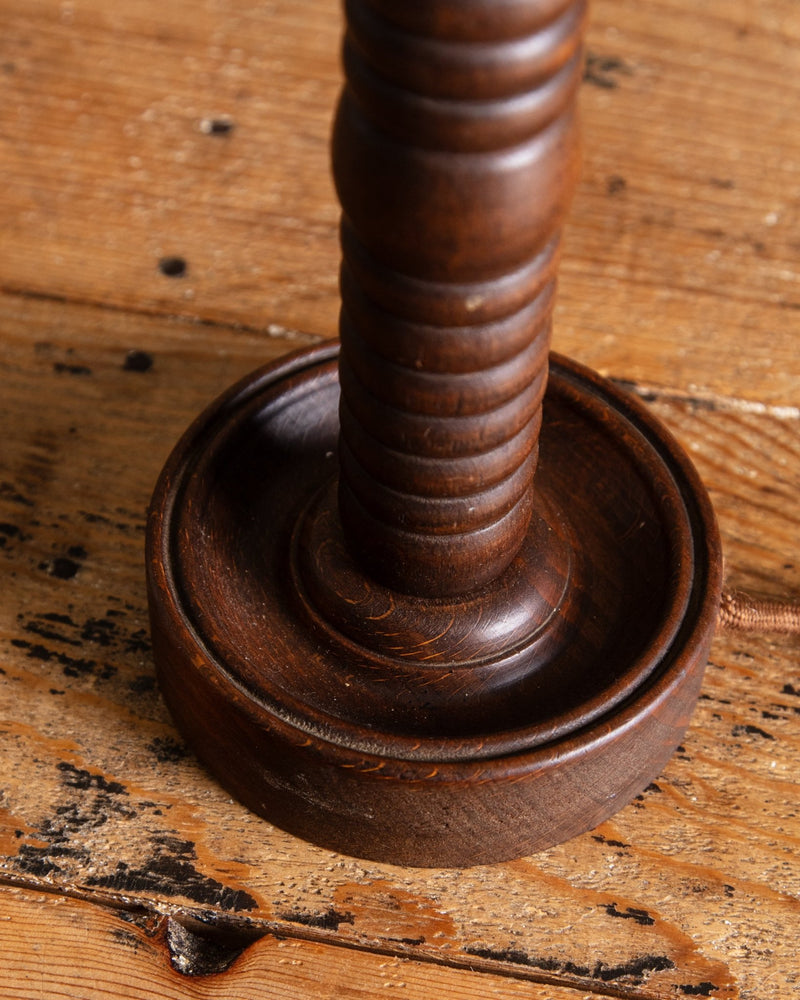 Carved Wood Table Lamp by Charles Dudouyt, France, 1940's - Lone Fox