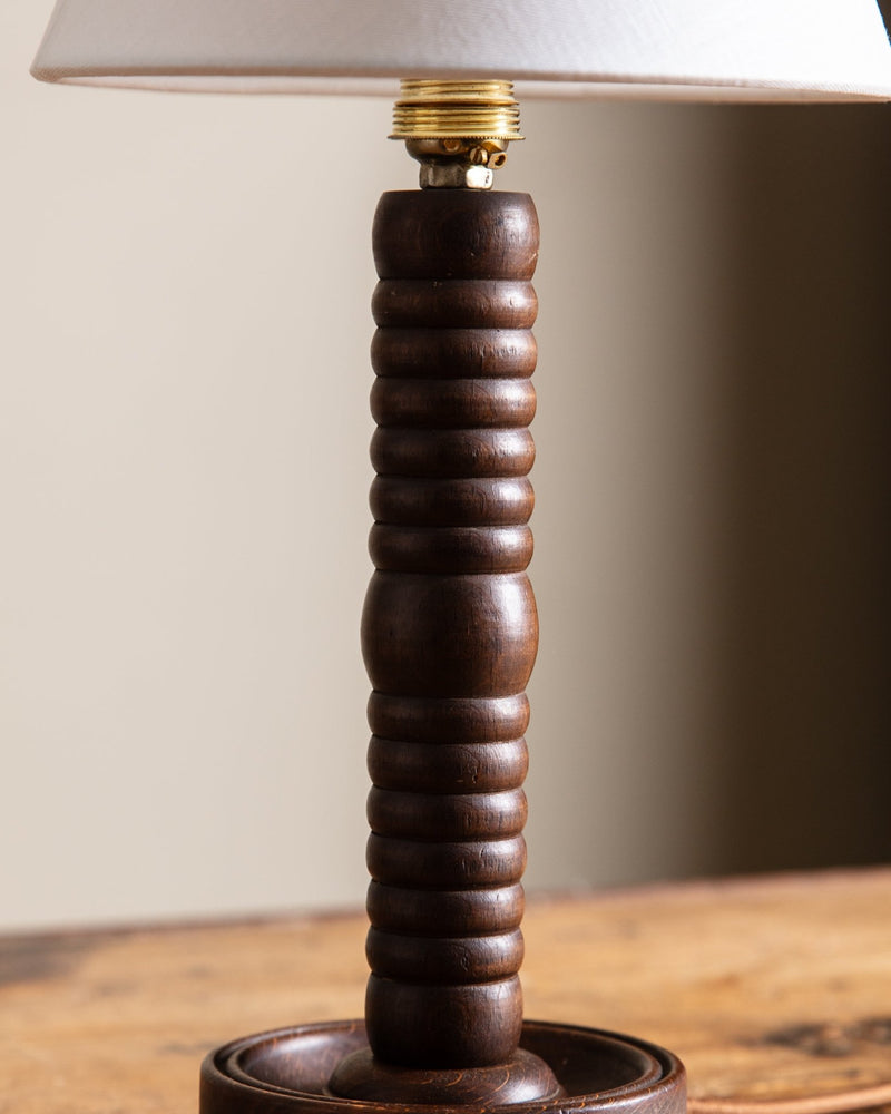 Carved Wood Table Lamp by Charles Dudouyt, France, 1940's - Lone Fox
