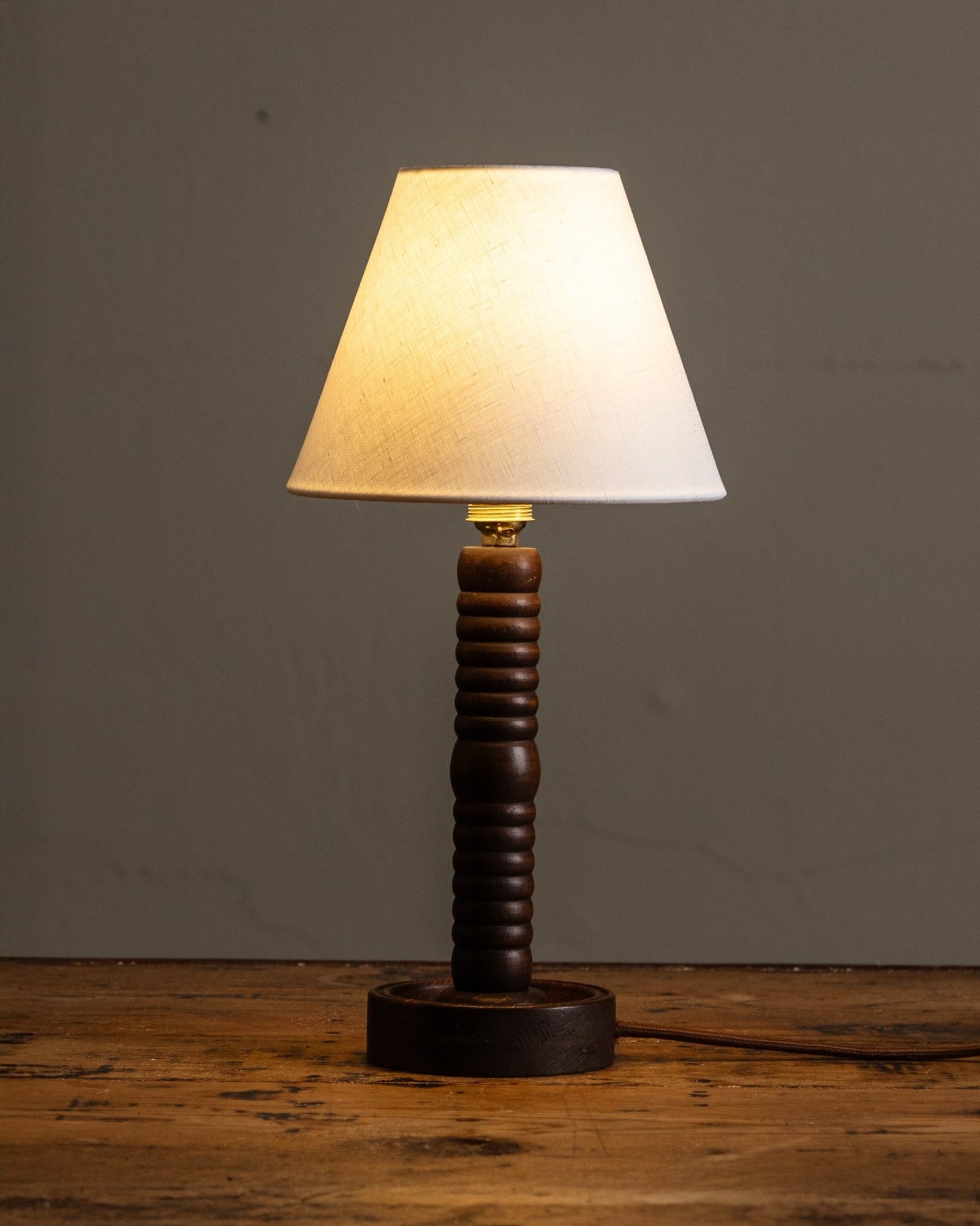 Carved Wood Table Lamp by Charles Dudouyt, France, 1940's – Lone Fox