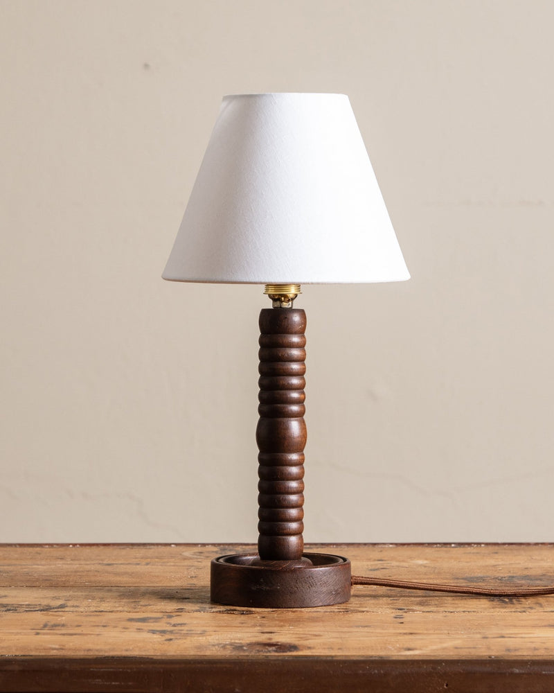 Carved Wood Table Lamp by Charles Dudouyt, France, 1940's - Lone Fox