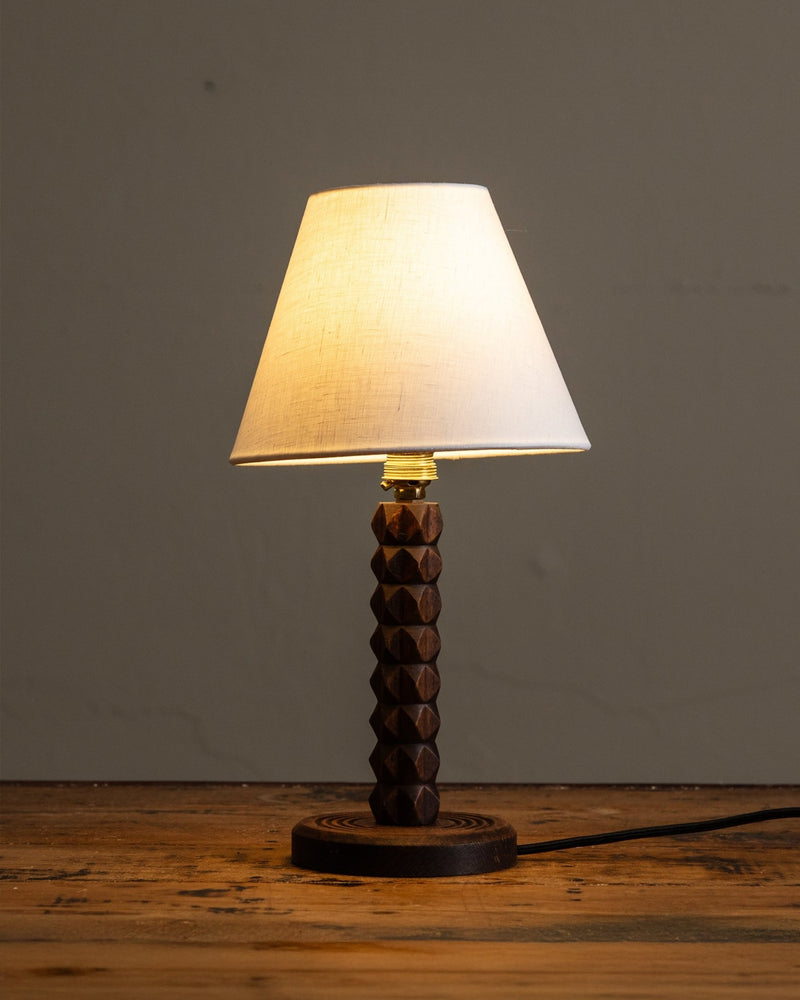 Carved Wood Table Lamp by Charles Dudouyt, France, 1940's - Lone Fox