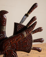 Carved Wooden Figural Turkey Carving Set, 1960's - Lone Fox