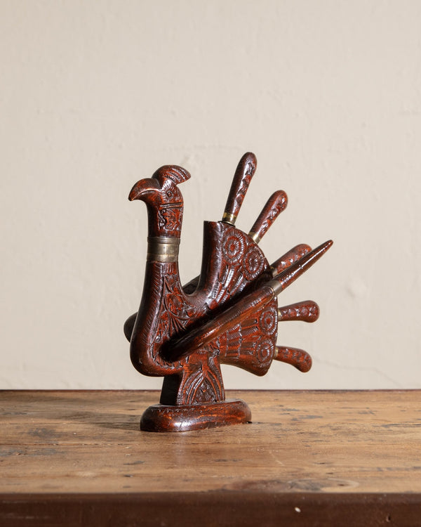 Carved Wooden Figural Turkey Carving Set, 1960's - Lone Fox