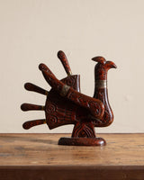 Carved Wooden Figural Turkey Carving Set, 1960's - Lone Fox
