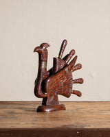Carved Wooden Figural Turkey Carving Set, 1960's - Lone Fox