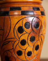 Carved Wooden Floral Jar, Mexico, 1970's - Lone Fox