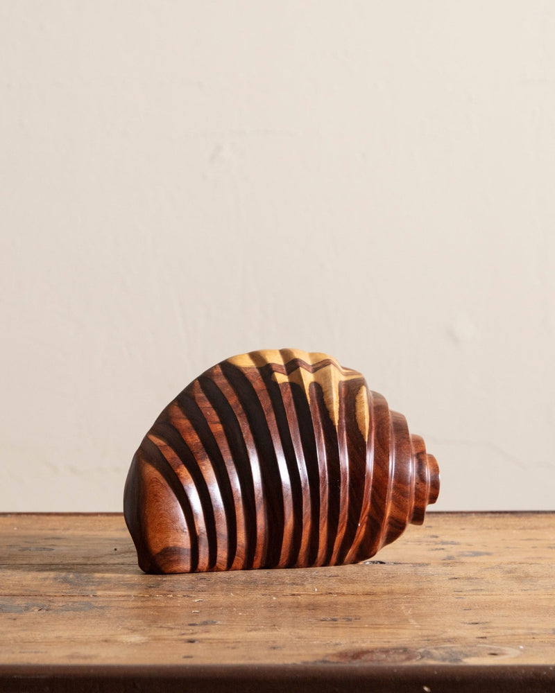 Carved Wooden Shell Object - Lone Fox