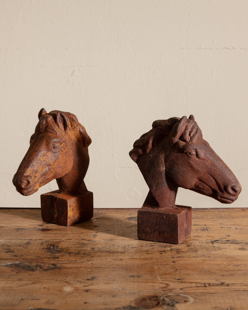 Cast Iron Horse Head Statue w/ Rust Patina - Lone Fox