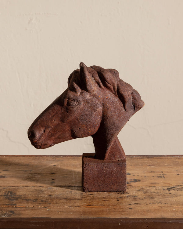 Cast Iron Horse Head Statue w/ Rust Patina - Lone Fox